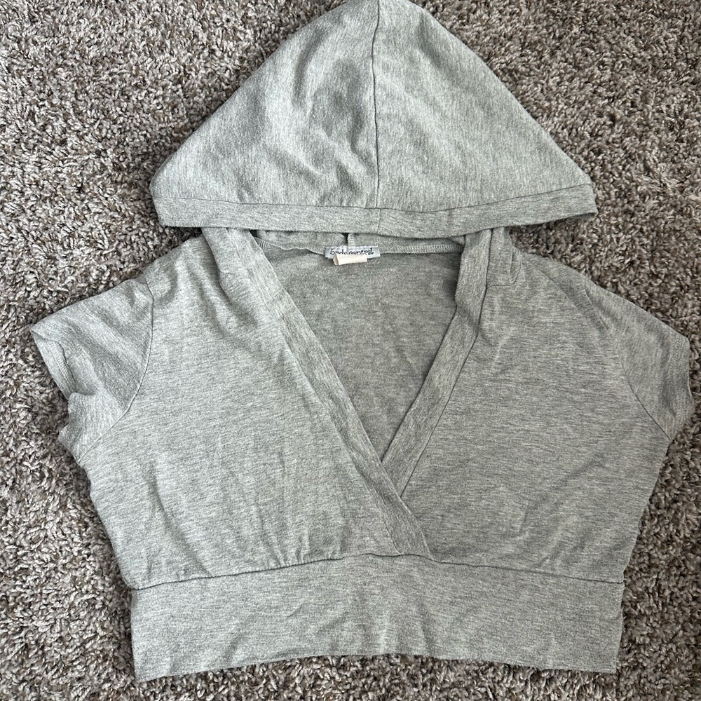 Gray Hooded Women's Top